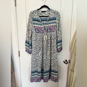 R. Vivimos Multi Color Floral Maxi Peasant Dress